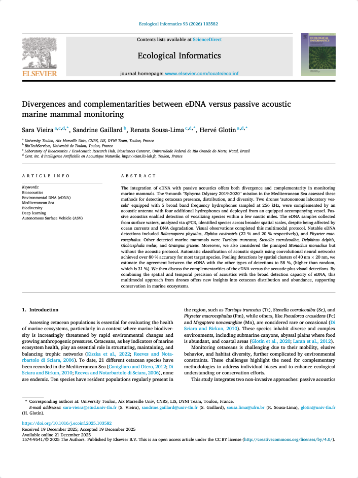 Divergences and complementarities between eDNA versus passive acoustic marine mammal monitoring